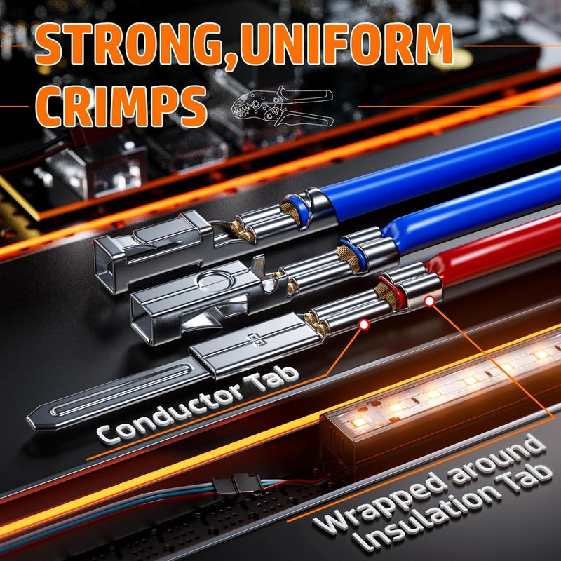 PEBA Micro Connector Pin Crimping Tool 0.03-0.5mm² 32-20AWG Ratcheting Crimper for 2.0mm, 2.5mm, 2.54mm, 3.0mm Pitch JST PH, Dupont, Open Barrel Connectors, D-Sub, suits Molex, JST, JAE - Image 3